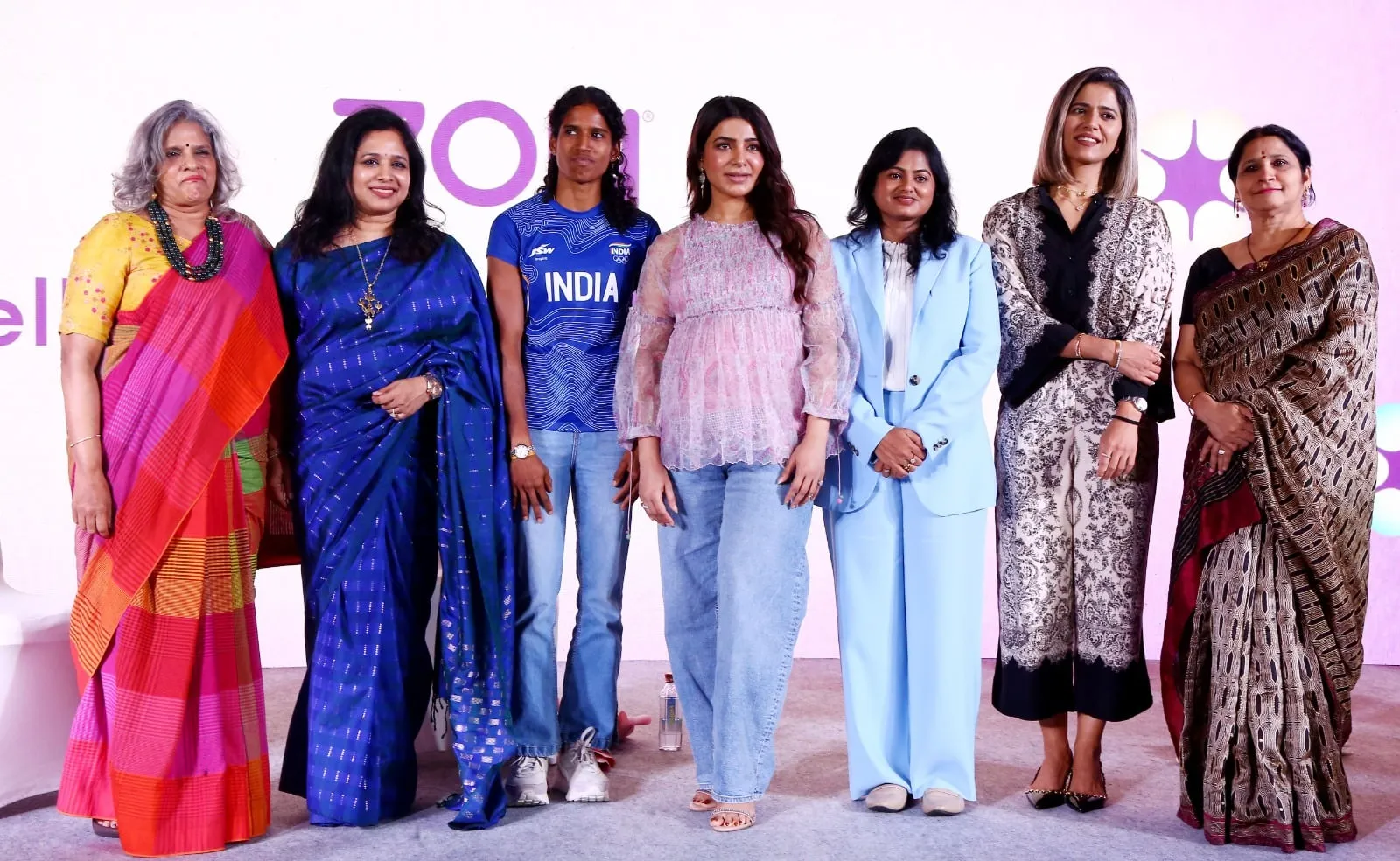 Samantha Ruth Prabhu with ZOY founder Maheswari Moorthy, athlete Vithya Ramraj, nutrition experts and gynaecologists at the Wellness Beyond Your Period event in Chennai