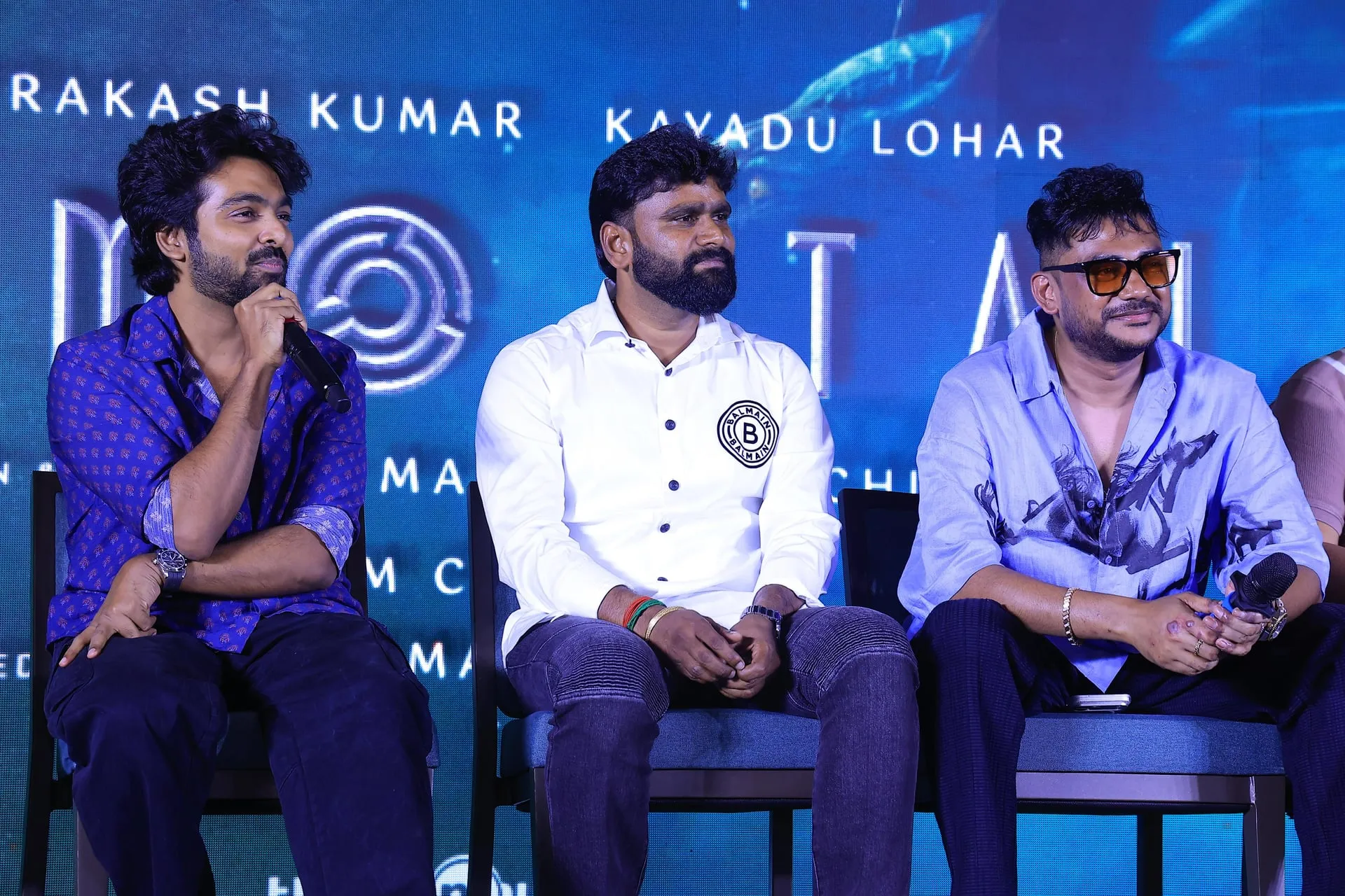 GV Prakash Kumar speaking alongside producer Arunkumar Dhanasekaran and composer Sam CS ahead of Immortal's release