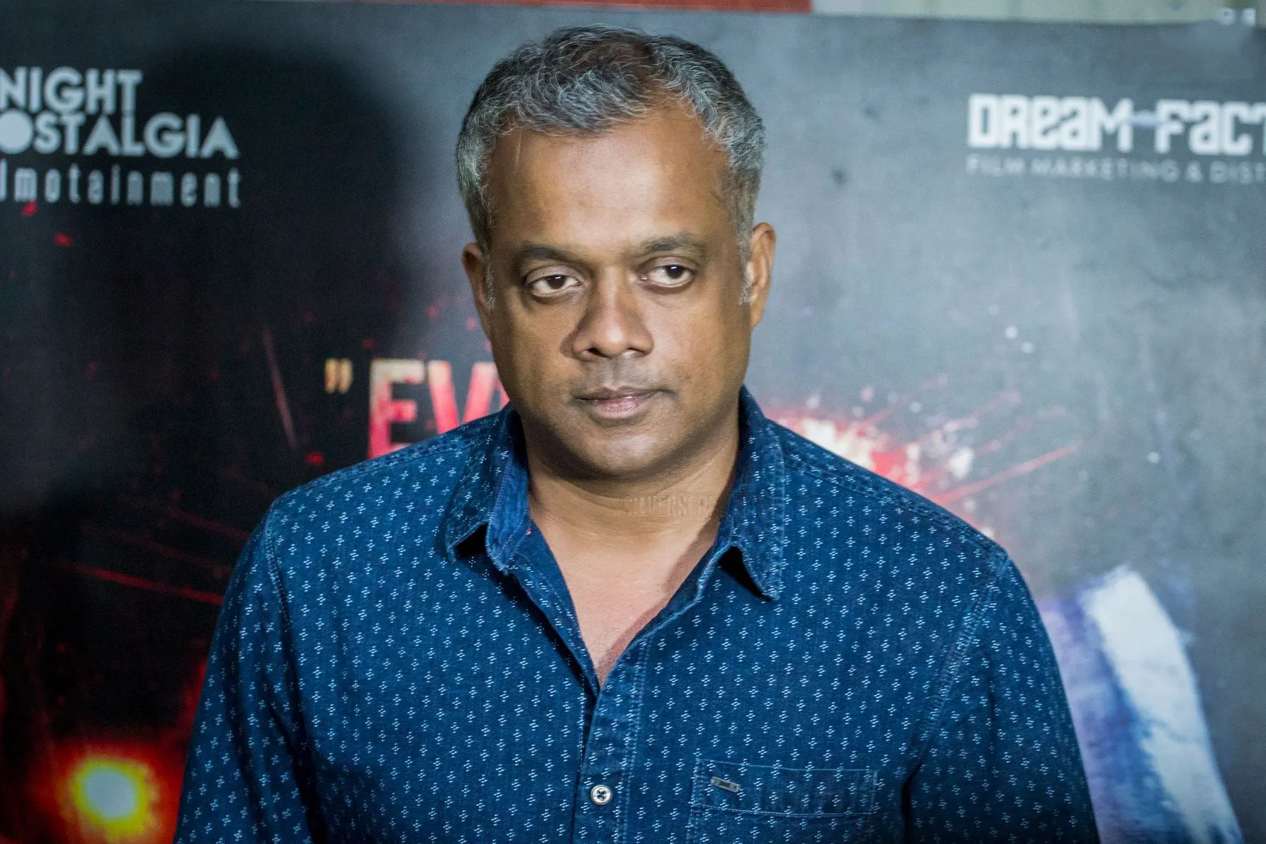 Director Gautham Vasudev Menon in a denim shirt at a film event