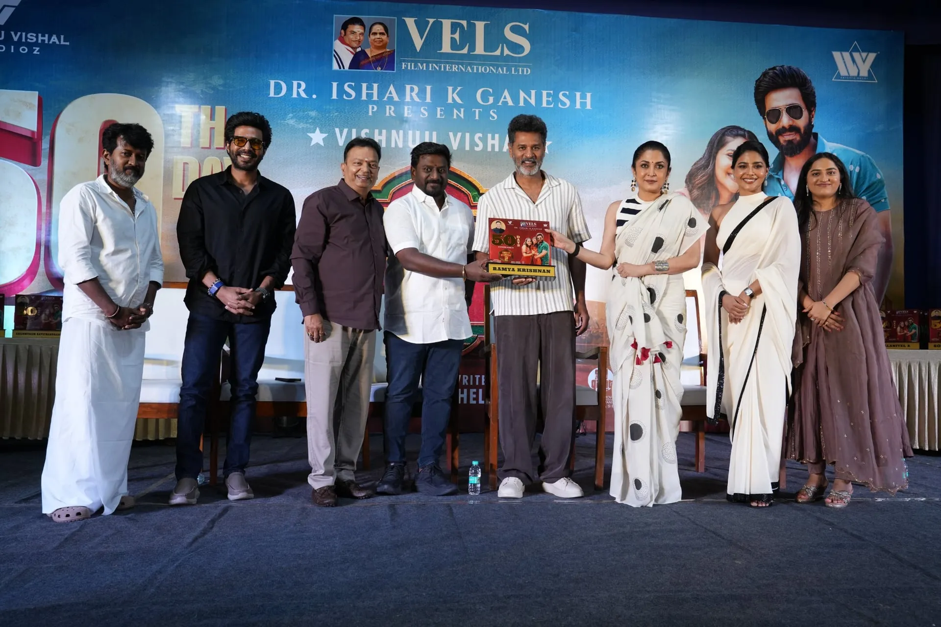 Ramya Krishnan, who came in for what Vishnuu Vishal first pitched as a fifteen-minute cameo, with her 50th-day shield