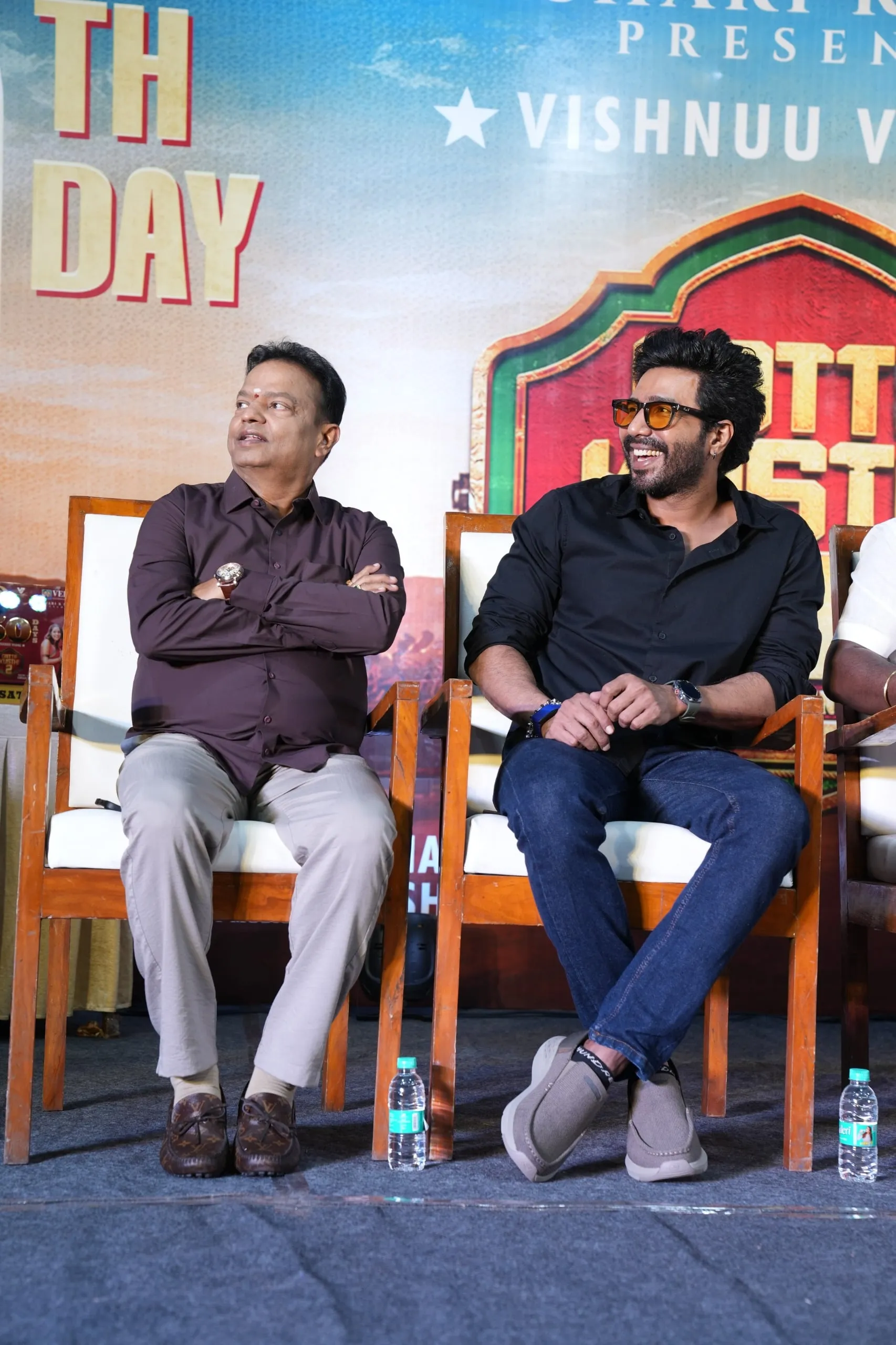 Ishari K Ganesh and Vishnuu Vishal, who promised his producer a 50th-day party before the film opened