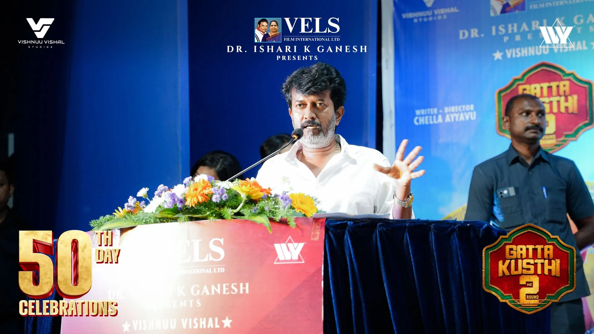 Chella Ayyavu, who plans to keep his 50th-day shield next to the one he earned as an assistant director