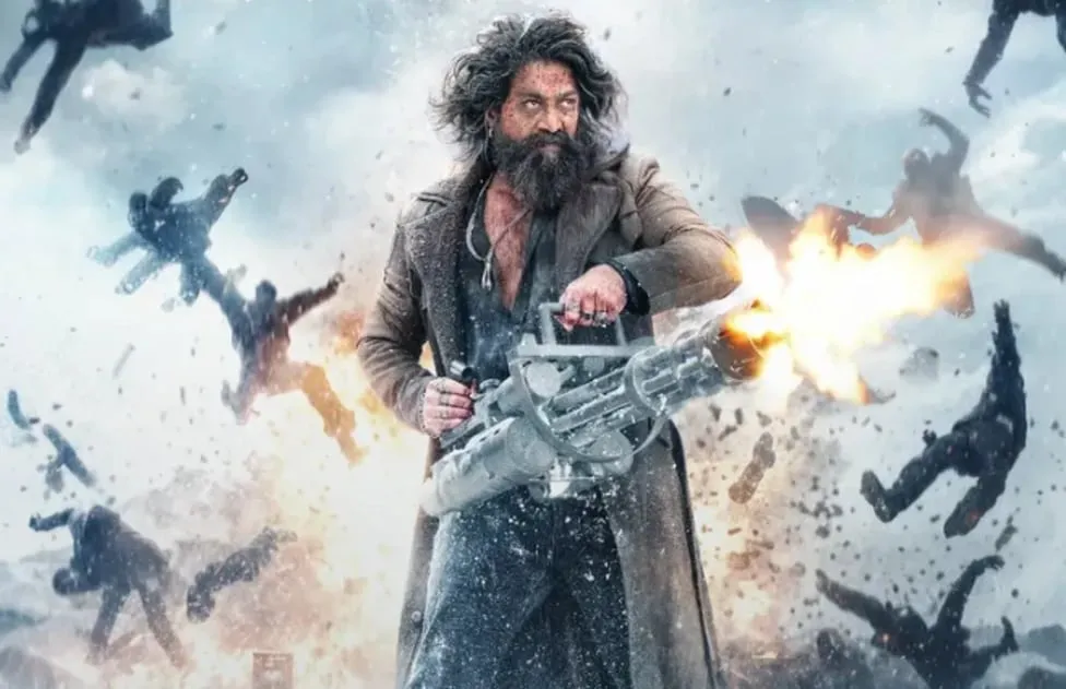 Yash mid-battle in the snowbound action stretch that reviewers rate the film's most expensive and least explained
