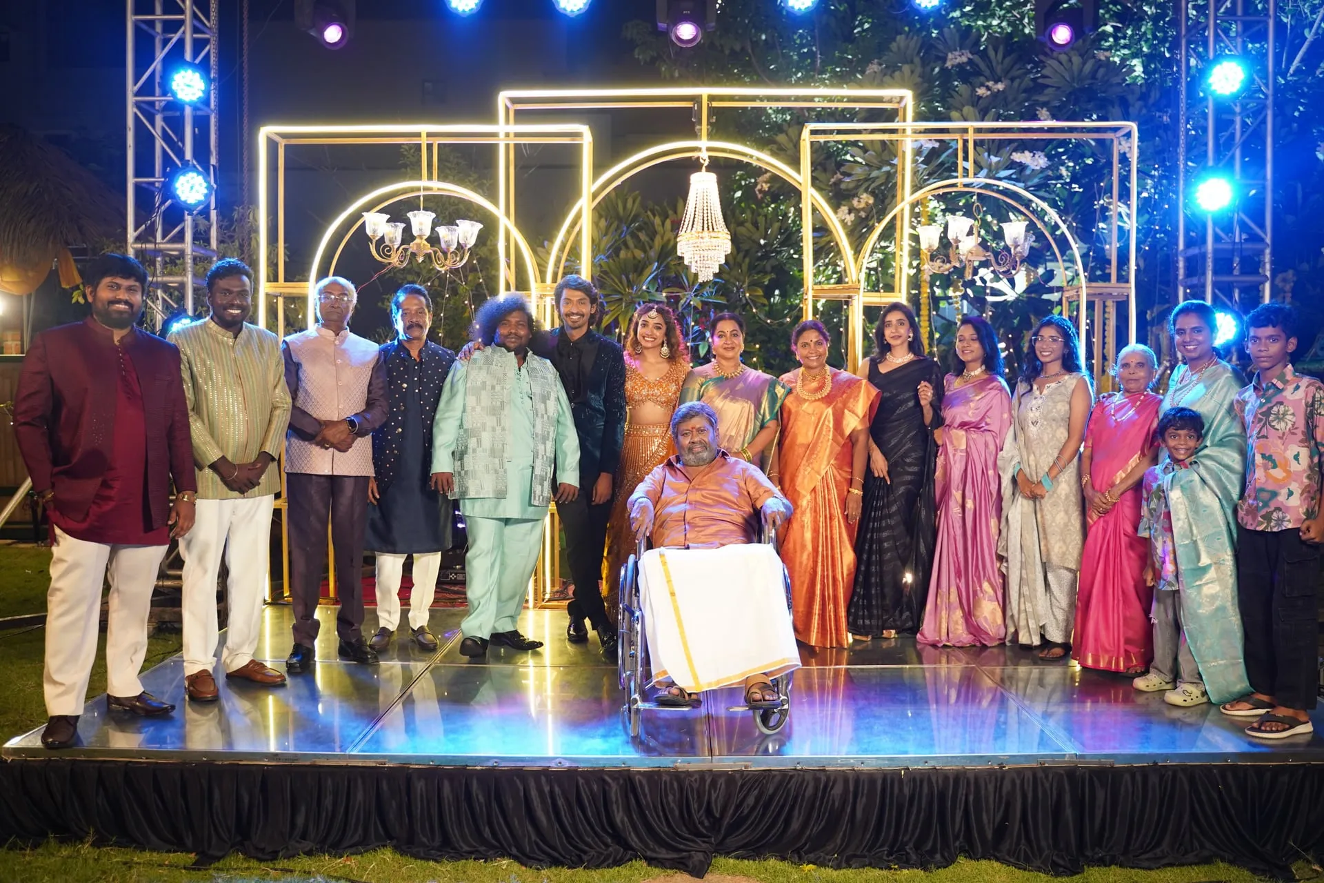 Both families gather on a decorated wedding stage in Pyaar Prema Kalyanam
