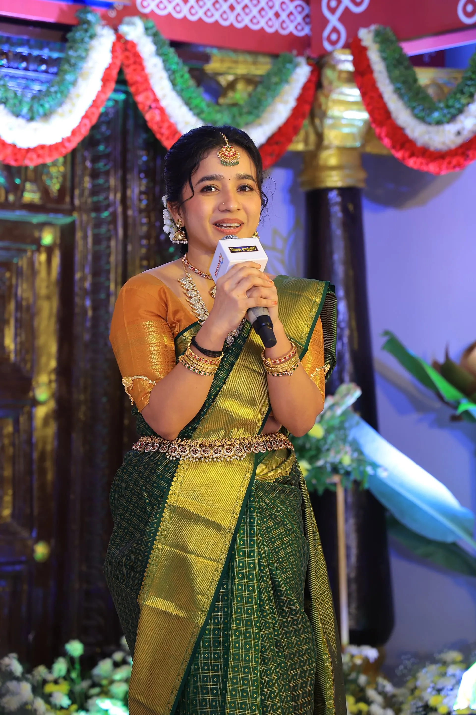 Anishma Anilkumar speaking at the Modha Rathri trailer launch
