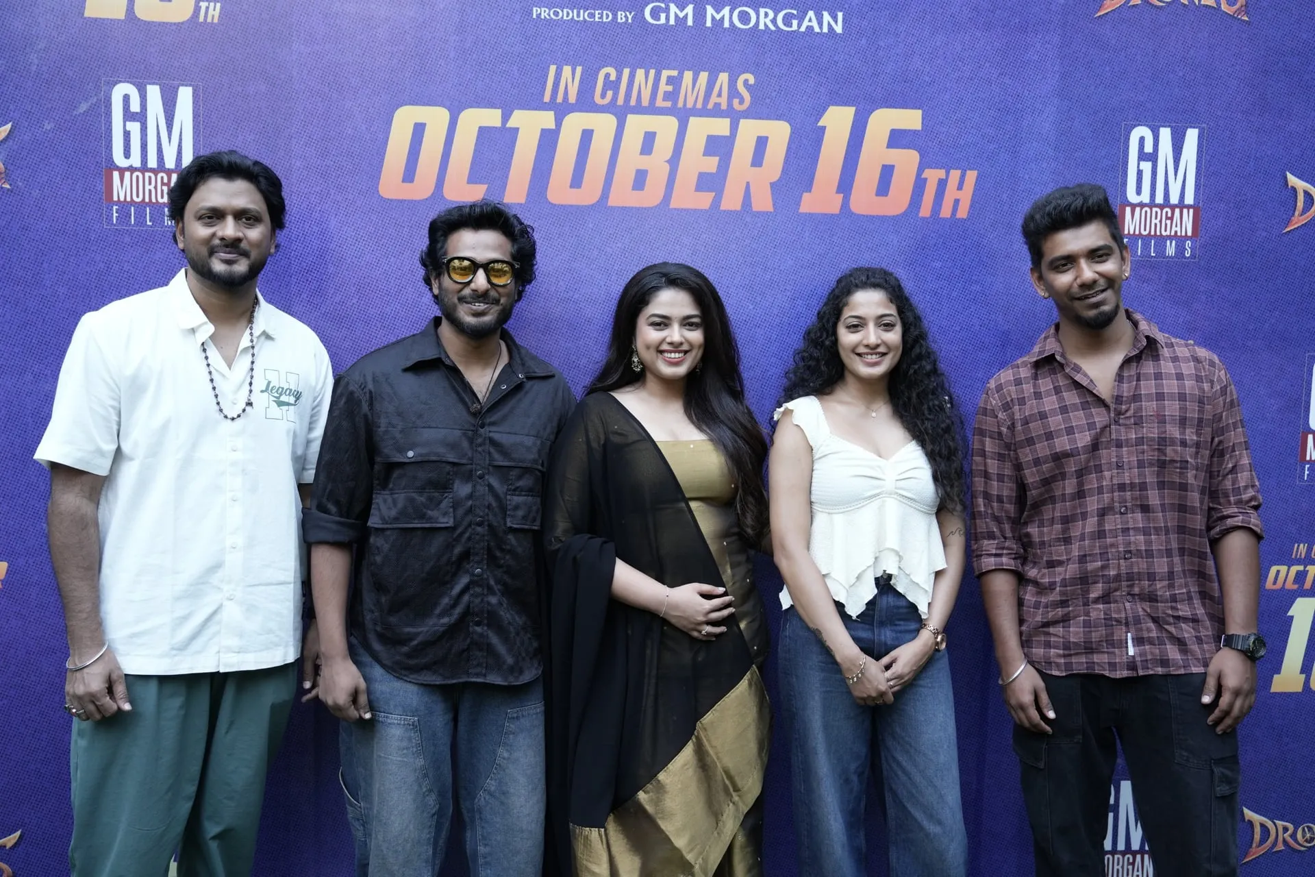The Drones cast at the event ahead of the film's October 16 release