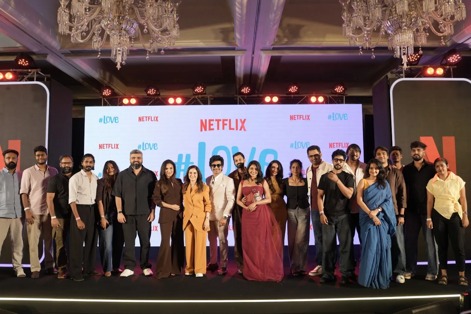 The #Love cast and crew together onstage at the Chennai trailer launch